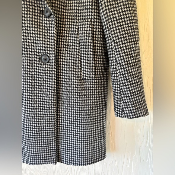 Zara Houndstooth Plaid Black and White Double Breasted Classic Fit Jacket Coat - Picture 7 of 13